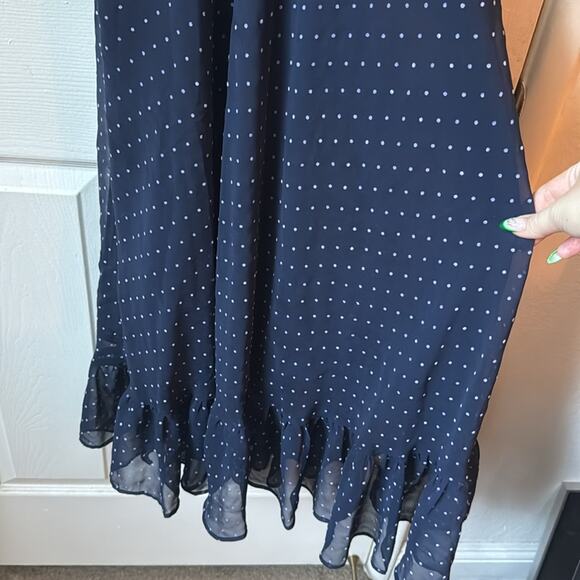 Alexa Chung Navy Polka Dot Chiffon Midi Dress size US 0 - Picture 6 of 15